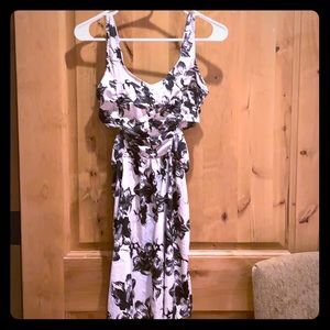 Floral dress with side cutouts